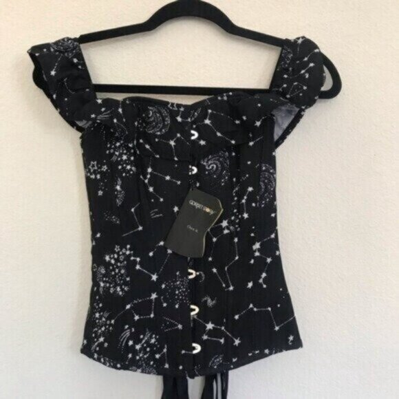 Corset Story Astronomy Print Sleeved Corset Top UK 6 US 2 - Picture 4 of 8